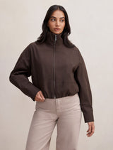 Brooke Funnel Neck Jacket Chocolate Forever New