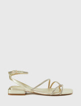 Dominique 2 Diamante Strap Flat Pm Sandal Gold Forever New