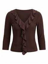 Orla Ruffle 3/4 Sleeve Top Forever New