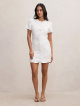 Elinda Button Up Linen Mini Dress Forever New