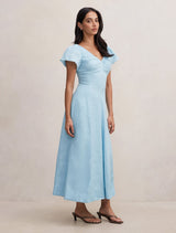 Rue Puff Sleeve Gathered Midi Dress Forever New