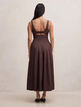 Chessy Seamed Cotton Midi Dress Forever New