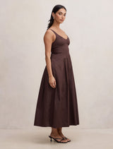 Chessy Seamed Cotton Midi Dress Forever New