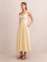 Chessy Seamed Cotton Midi Dress