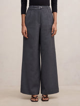 Lena Petite High Waist Wide Leg Pants Grey Marle A Forever New
