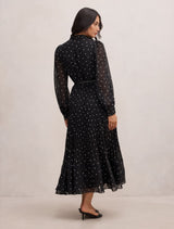 Clara Pleated Lace Trim Midi Dress Forever New