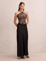 Nellie Lace Halter Maxi Dress