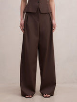 Orla Overlap Pants Chocolate Suit Forever New