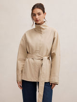 Nina Belted Funnel Neck Jacket Sand Forever New