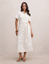 Millie Midi Denim Shirt Dress Porcelain Forever New