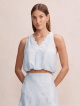Maeve Lace Tie Top Blue Bell Co-Ord Forever New