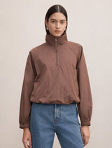Kim Quarter Zip Windbreaker Jacket Chocolate Truffle Forever New
