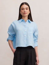 Bowie Cropped Shirt Soft Blue Forever New