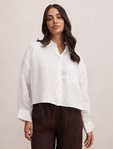Bowie Cropped Shirt Porcelain Forever New