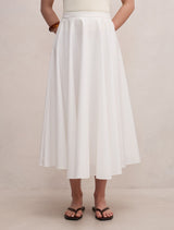 Charlotte Cotton Midi Skirt Porcelain Forever New