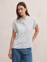 Tia Collar Button Shirt Harbour Stripe Forever New