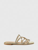 Talia Twisted Vamp Embellished Flat Sandal Gold Forever New