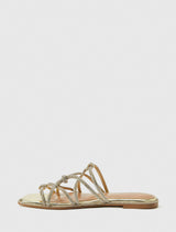 Talia Twisted Vamp Embellished Flat Sandal Forever New