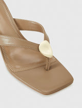 Zara Hammered Trim Detail Thong Heeled Sandal Forever New