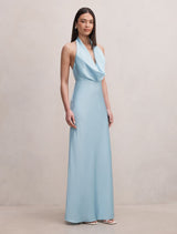 Becca Cowl Halter Satin Dress Forever New
