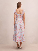 Sadie Cap Sleeve Linen Midi Dress