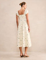Sallie Tie Front Linen Midi Dress