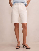 Charlie Denim Jort Ecru Forever New
