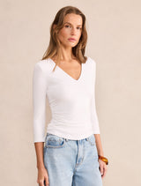 Josie V Neck 3/4 Sleeve Top Forever New