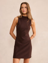 Jordyn Crepe Mini Dress Chocolate Forever New