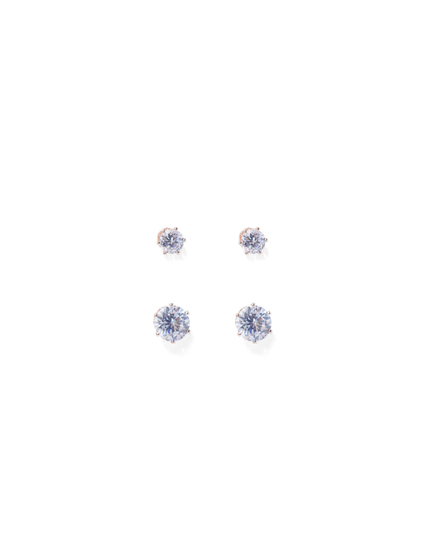 Jess Cubic Zirconia Two Pack Stud Earrings 0 Rose Gold Crystal Forever New