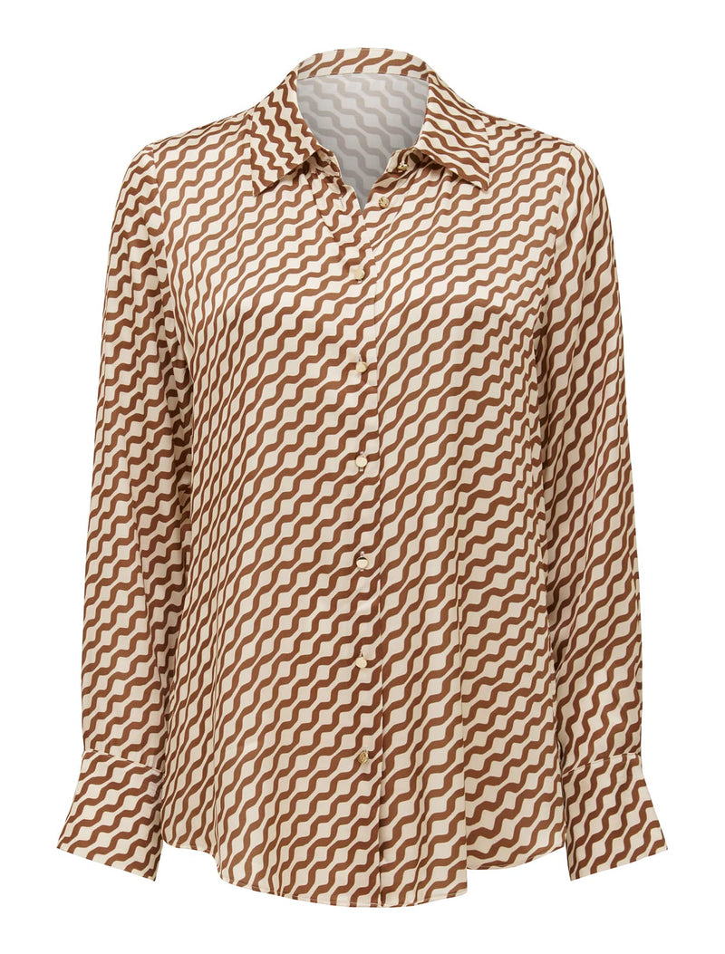 Lila Longline Printed Satin Shirt Forever New