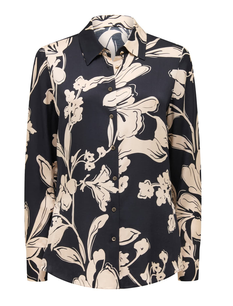 Lila Longline Printed Satin Shirt Forever New