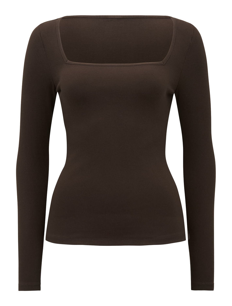 Amalfi Square Neck Long Sleeve Top Forever New