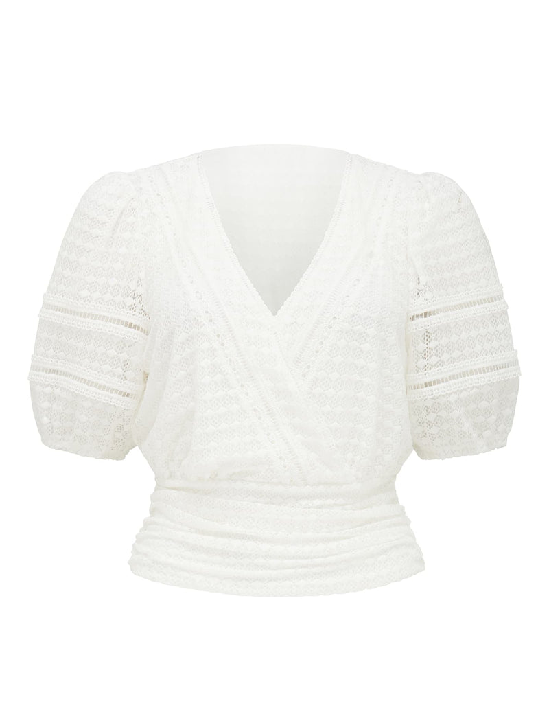 Ariel Spliced Lace Wrap Top Forever New