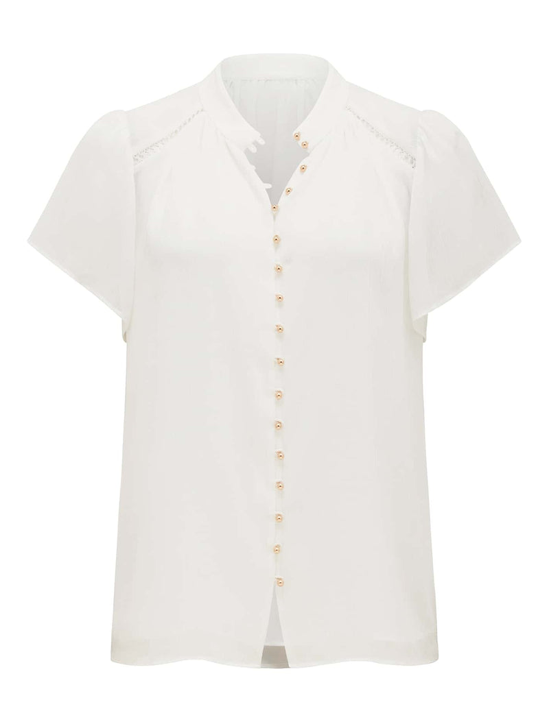 Yvonne Flutter Trim Spliced Blouse Forever New