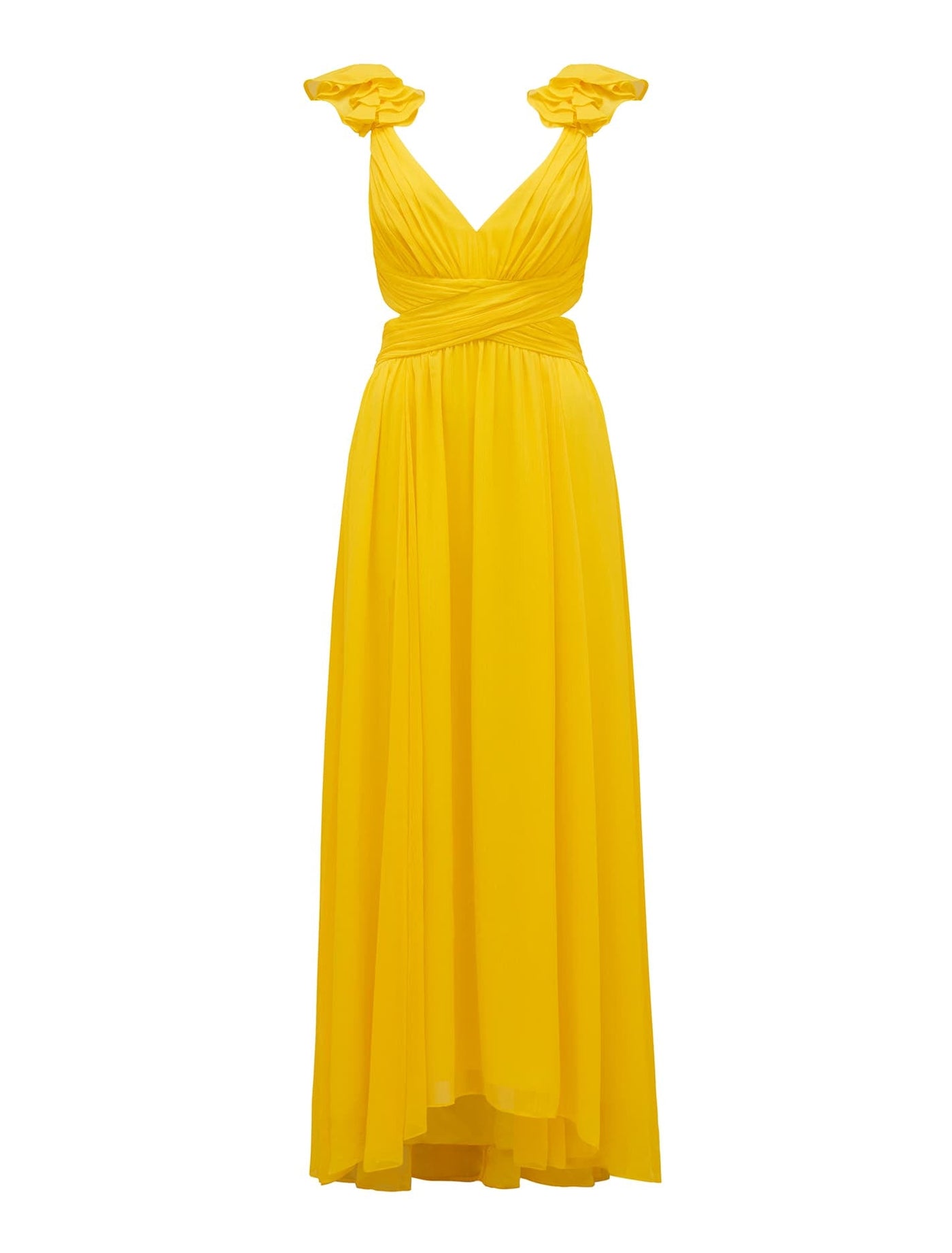 【GLOWNY】22FW SELENA DRESS Sunflower Selena Ruffle Shoulder Maxi Dress Daffodil | Forever New