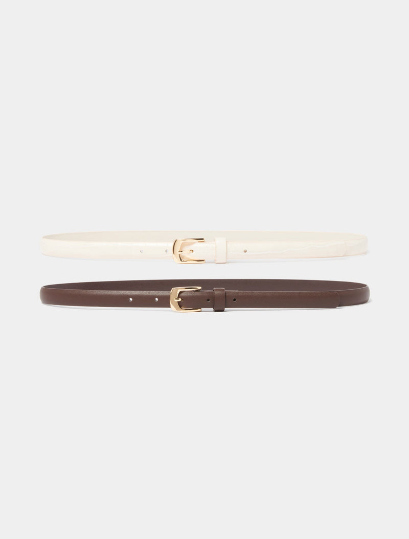 Harper 2 Pack Jean Belt Ivory Chocolate Forever New