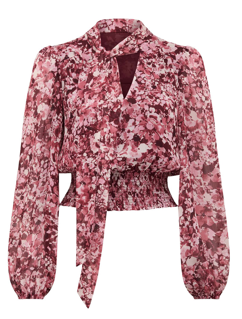 Gloria Shirred Printed Blouse Forever New