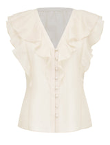 Roma Ruffle Button Through Blouse Forever New