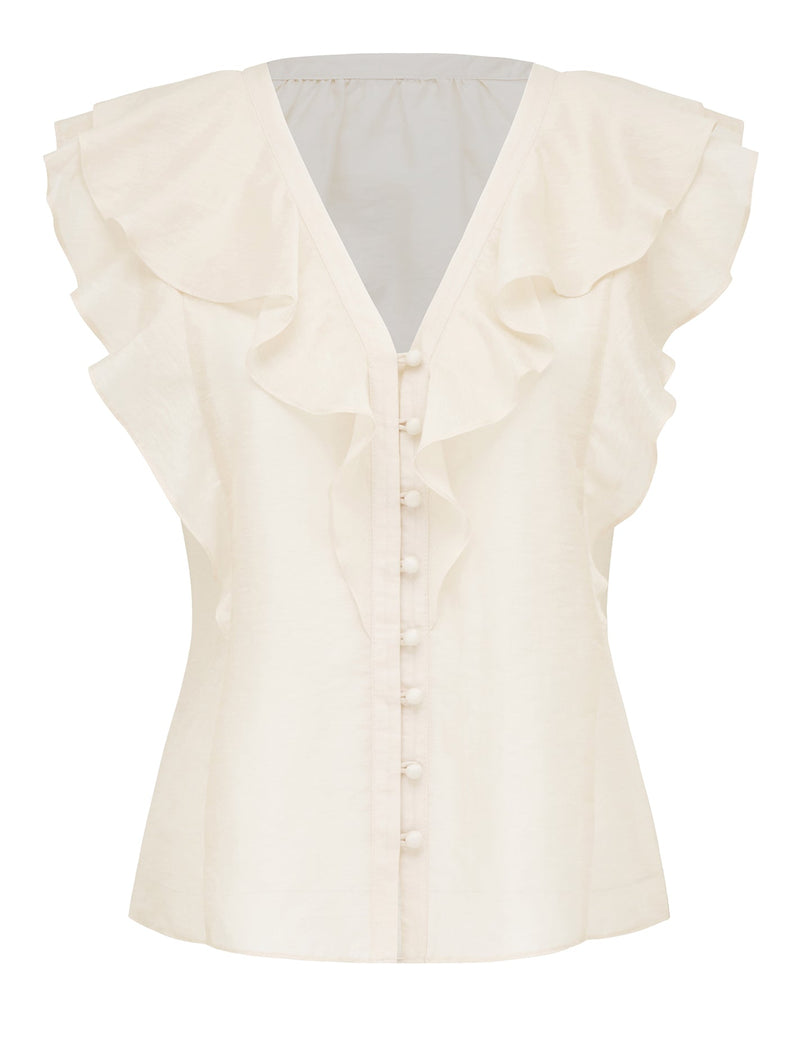 Roma Ruffle Button Through Blouse Forever New