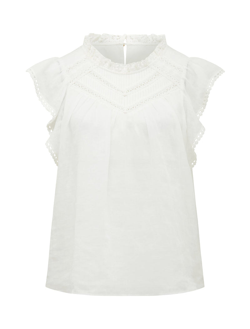 Addison Trim Spliced Rami Blouse Forever New