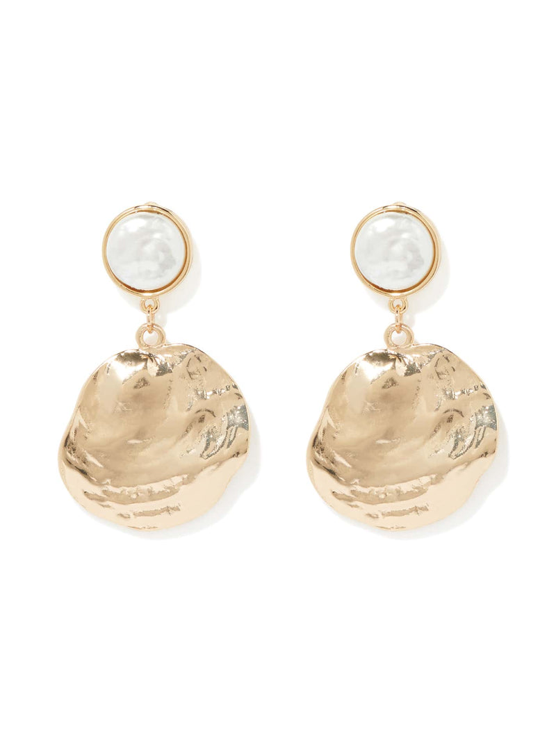 Signature Alegra Textured Pearl Disc Earrings Forever New