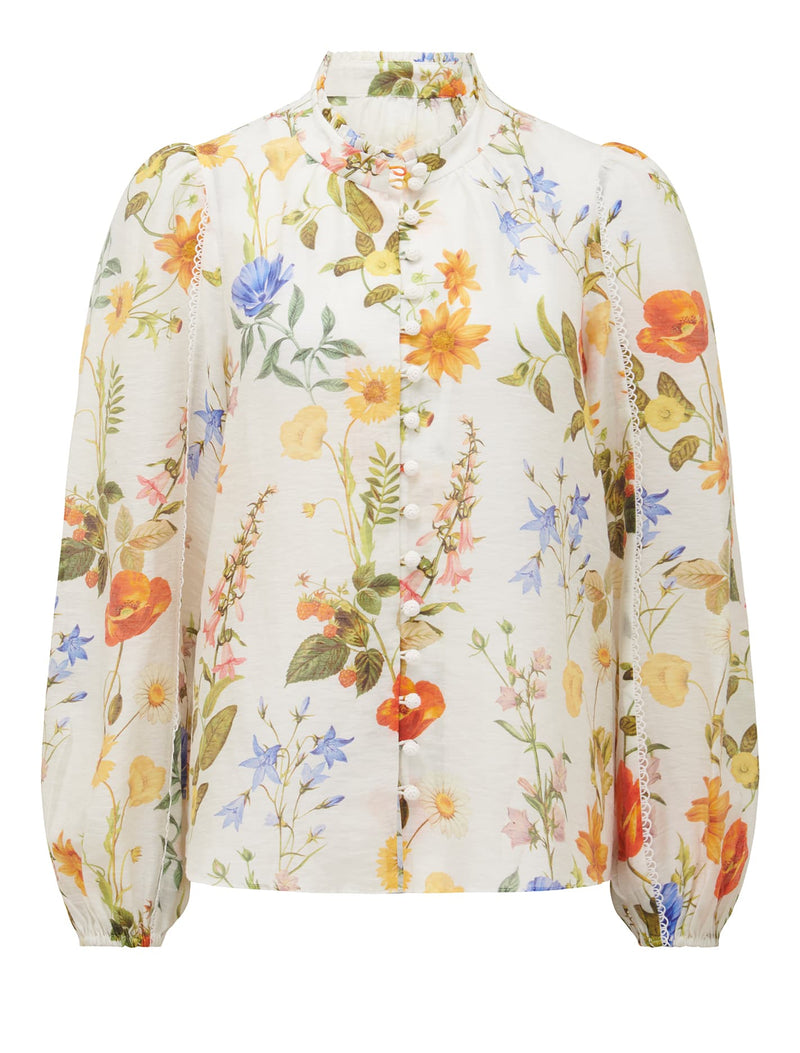 Tilly Trim Long Sleeve Blouse Forever New