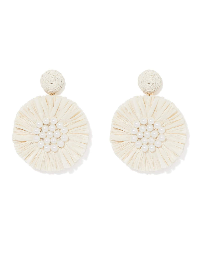 Mel Round Pearl Raffia Earrings Forever New