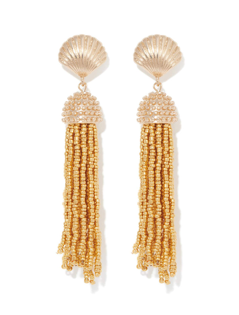 Farrah Shell Bead Tassel Earrings Forever New