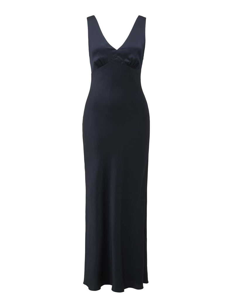 Cameron Petite V Neck Satin Maxi Dress Forever New