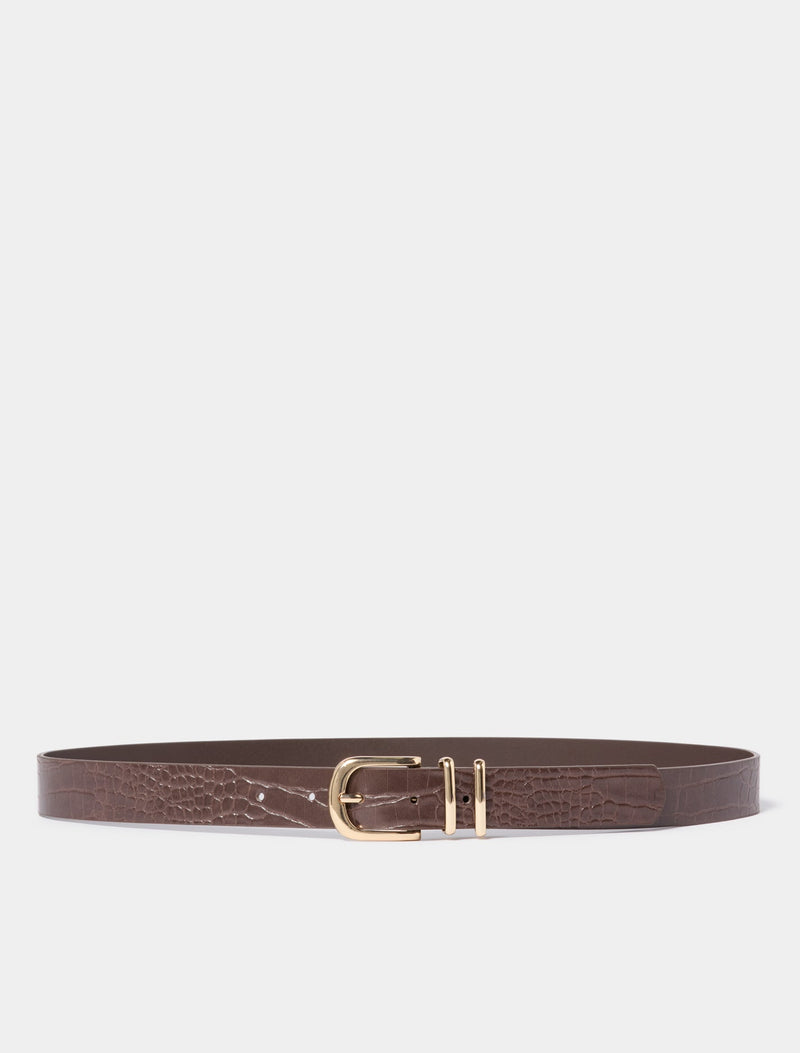 Darcy Double Keeper Jeans Belt Chocolate Croc Forever New