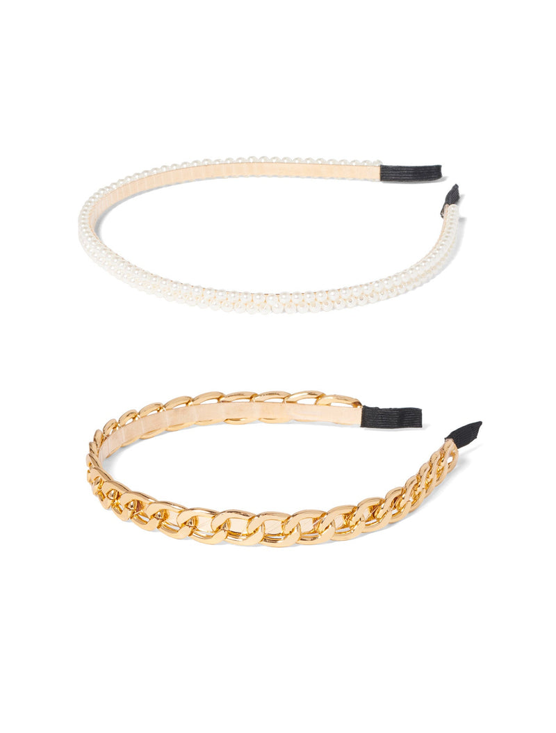 Isla Chain/Pearl 2 Pack Headband Forever New