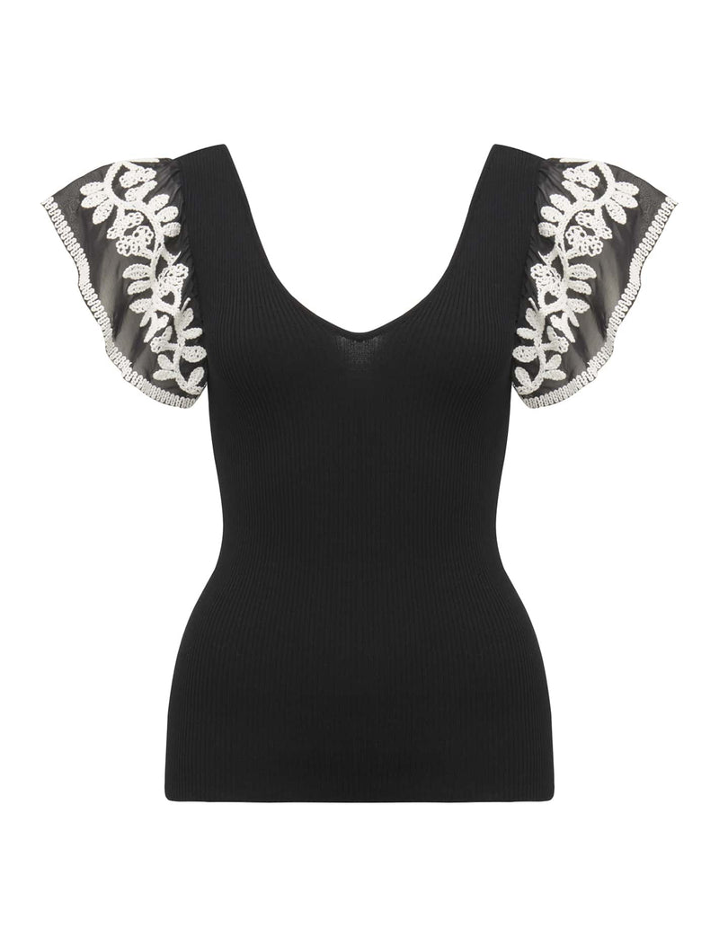 Elodie Frill Sleeve Knit Tank Top Forever New