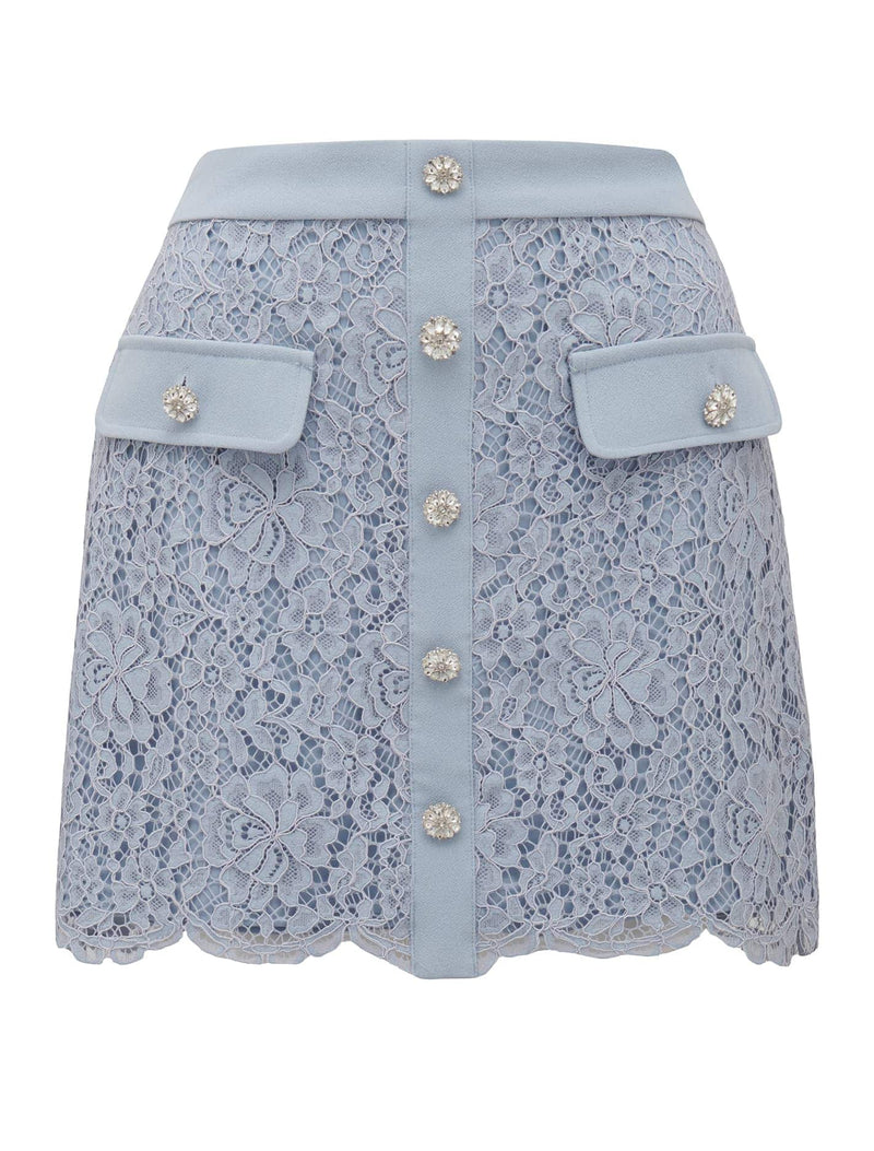 【Anyone more】Pow Pocket Mini Skirt Lara Petite Lace Mini Skirt Sweet Blue Co-Ord | Forever New